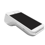 PAX A920 card payment terminal angled side view showing touchscreen and integrated receipt printer