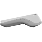 Side profile of the PAX A920 Pro handheld card payment terminal showing ergonomic grip and integrated printer housing