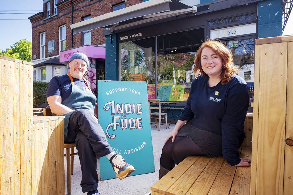 Johnny McDowell and Laura Bradley, co-owners of Indie Füde deli and cheesemonger in Belfast.