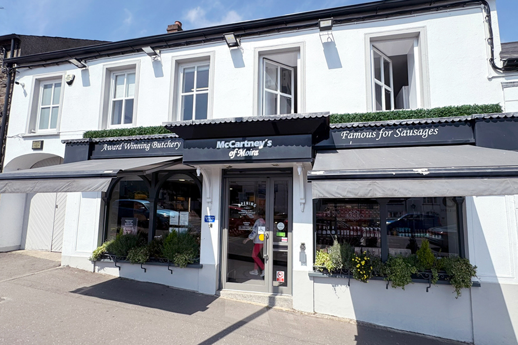 Exterior view of McCartney's of Moira award-winning butcher and delicatessen.