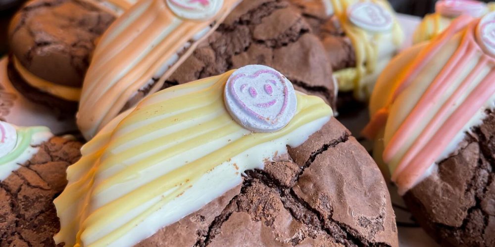 Chocolate stuffed cookies topped with white and milk chocolate at Café 360 on the Isle of Man
