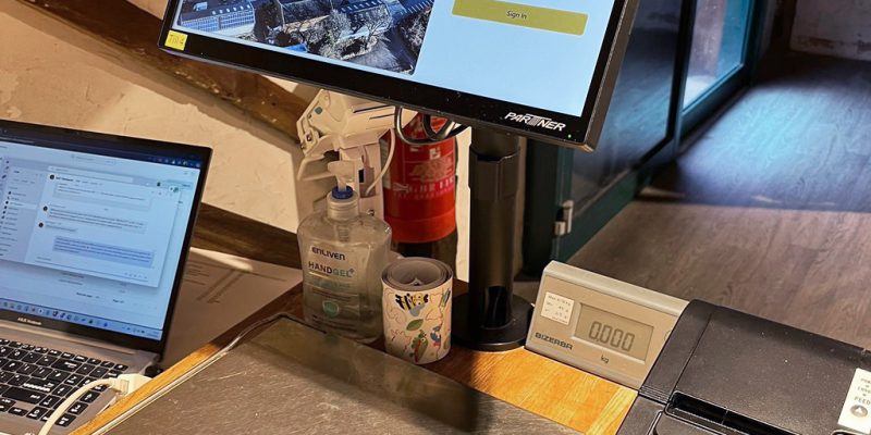 Storefront EPOS system in use at the Calcott Hall Farm Shop counter.