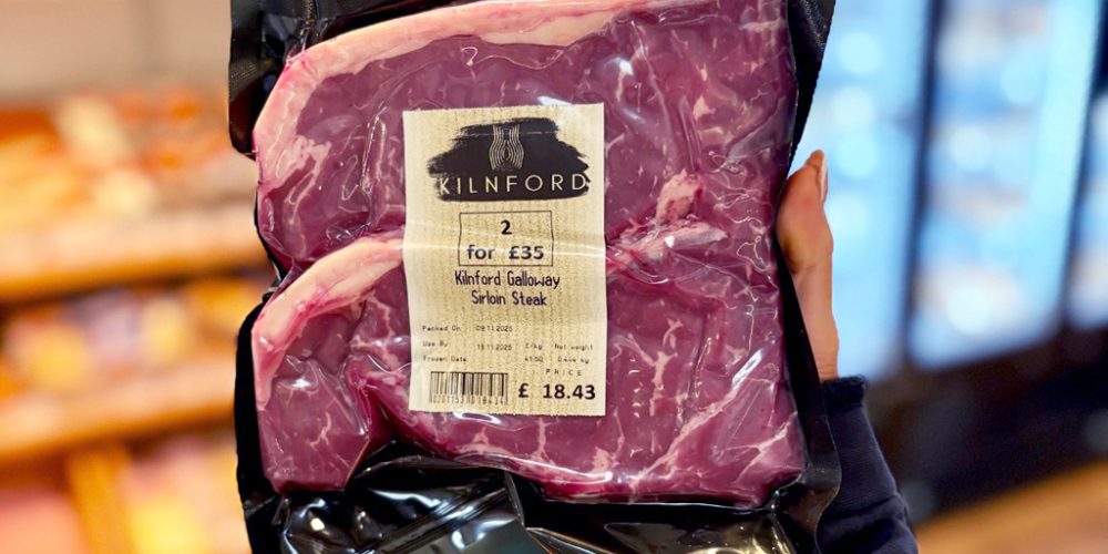 Vacuum packed sirloin steak from Kilnford Farm Shop