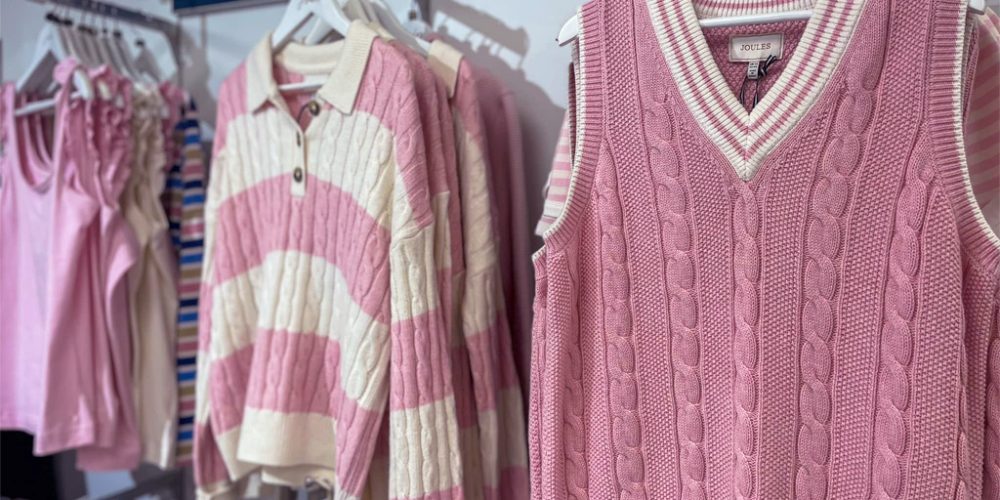 womens pink knitwear including jumper and sleeveless sweater